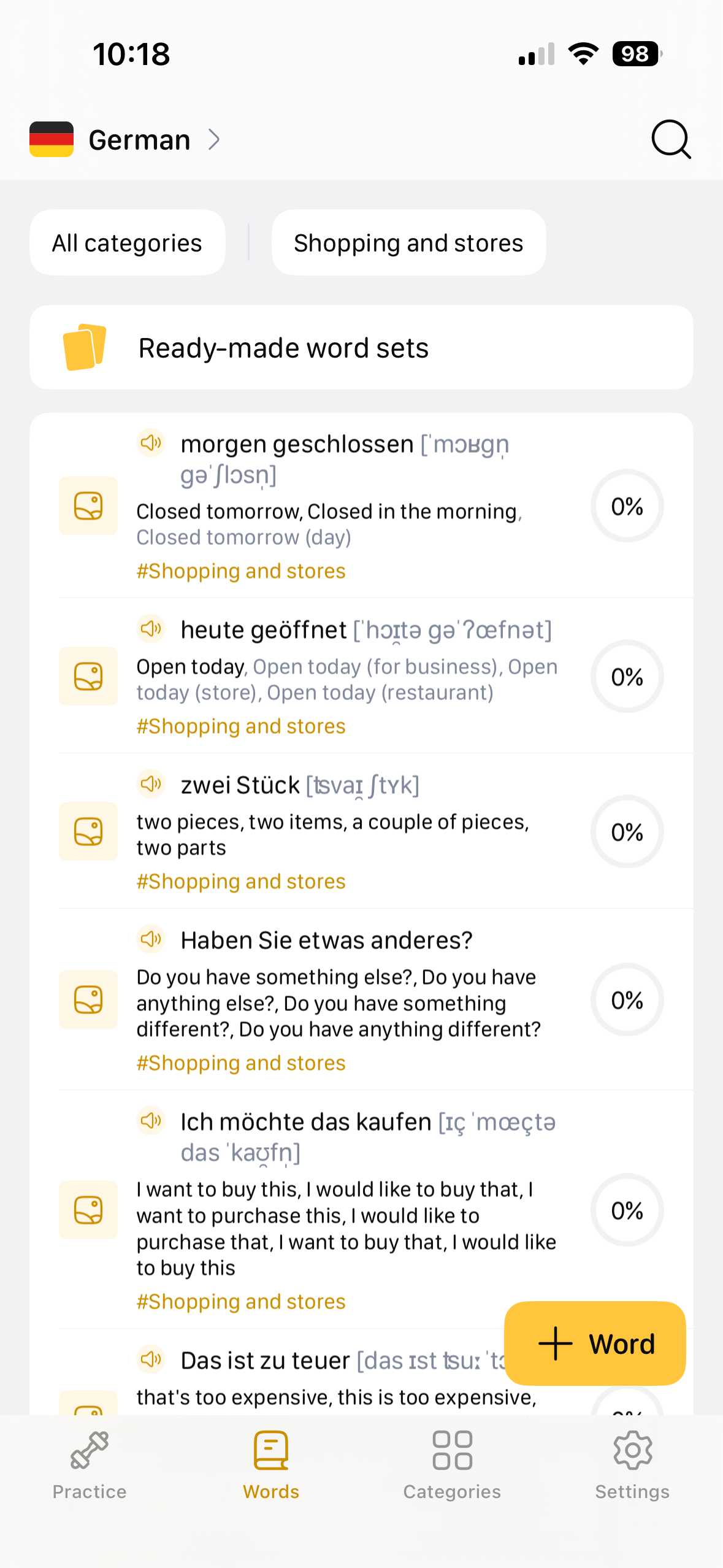 My Dictionary app screenshot